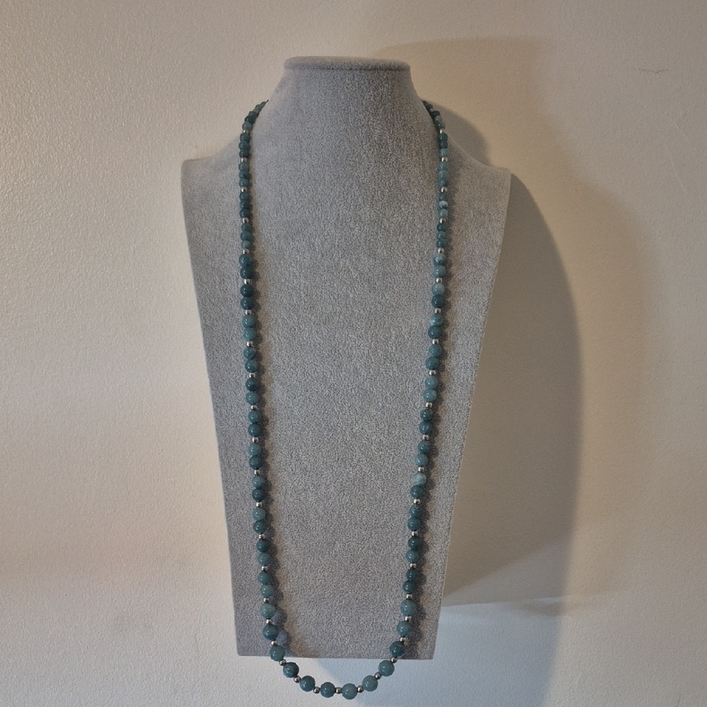 Natural Blue Chalcedony Necklace,Matching Braclet